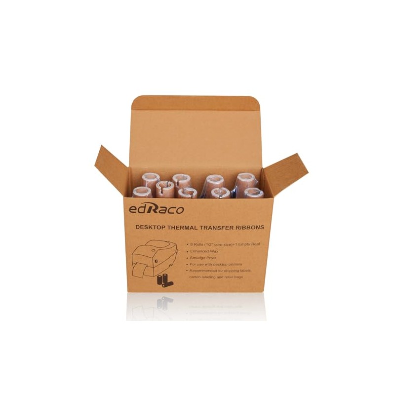 8 Rolls Desktop Thermal Transfer Ribbons -Enhanced Wax, 2.25" x