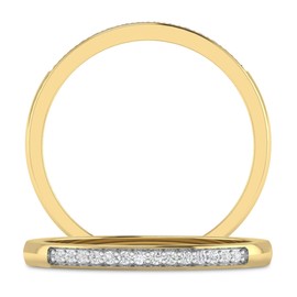 INSPEREZA NEW YORK 1/10 Carat 10K Yellow Gold Round Lab Grown Diamond Petite Wedding Anniversary Stackable Band. (G Color, SI Clarity) - Yellow - 7.25