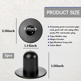 GKmow 2 PCS 1.25In Pool Pump Strainer Wall Plugs Replacement Parts, Ground Swimming Pool Fitting Filter Pump Strainer Hole Plug Stopper, for Summer Escape Pool Parts (Black)