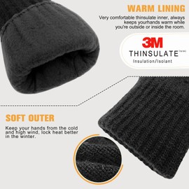 Migliore Wear Thinsulate Gloves Women's Winter Touchscreen Winter Gloves Thermal Gloves Women Men Warm Gloves for Cycling Driving Hiking Fishing, black