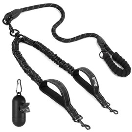 SlowTon Double Dog Lead - 360° Swivel Heavy Duty Reflective Double Dog Lead for Walking 2 Dogs No Tangle Dual Dog Splitter With Soft Handle Dog Leash for Large Dogs Walking Training (25-150 lbs)