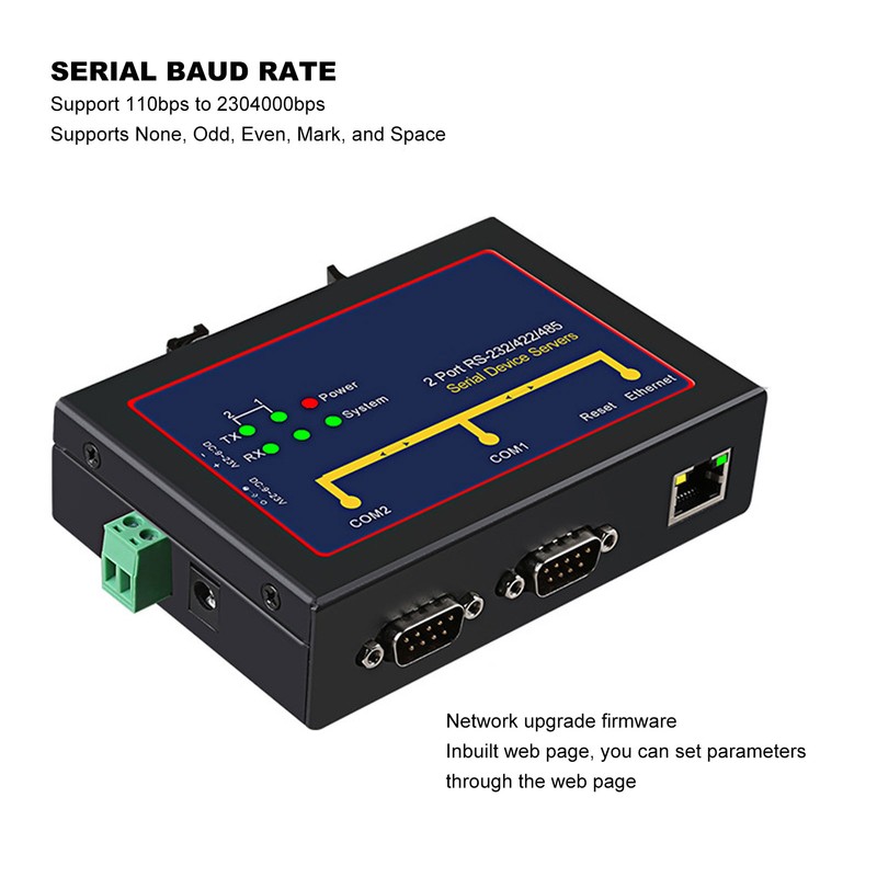 Serial Device Server Dual Port RS232 485 422 to Ethernet