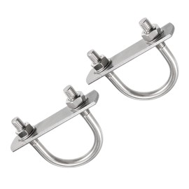 TOP-VIGOR 2 sets M8 Round U-Bolts, 40mm Inner Width 65mm Length 304 Stainless Steel Tie Down U-Bolts with Nut, Plate for Building Installations Mechanical Parts Connection Cehicles Ships