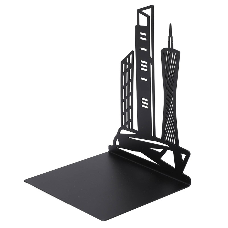 4pcs Bookends Black Architectural Style Decorative Non Slip Metal Desktop