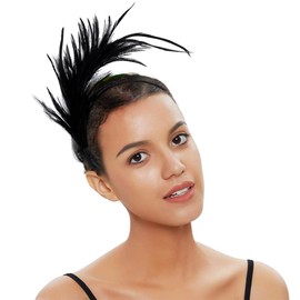 Yokawe Women's 1920s Fascinator Feather Headband Kentucky Headpiece Gatsby Derby Hat for Wedding Cocktail Tea Party (C)