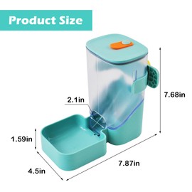 MUYG Automatic Rabbit Feeders for Cages,35 oz Hanging Rabbits Food Dispenser Guinea Pig Auto Gravity Feeder for Bunny Chinchilla Ferret Squirrel Hedgehog(Green)