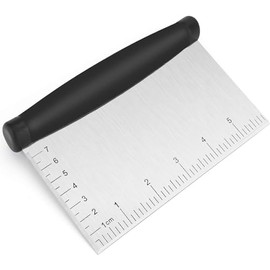 Stainless Steel Metal Griddle Scraper/Chopper Dough Cutter Great as Dough Cutter for Bread and Pizza Dough Multi-Purpose Kitchen Tool With Contoured Grip for Baking and Cooking BBQ scraper