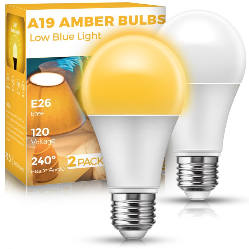 JandCase Sleep Light Bulb, Amber Light Bulbs for Sleep Therapy,