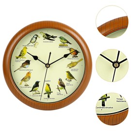 Fenteer Singing Bird Wall Clock Decorative Wall Clock that Sings on Hour Decoration Round Silent Wall Hanging Clock for Living Room