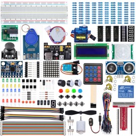 Miuzei Starter Kit for Arduino Projects Electronics Kit with Breadboard with 58 Lessons, 235 Components LC Display, Breadboard, Sensors, Relay, GPIO Expansion, for Raspberry Pi Course