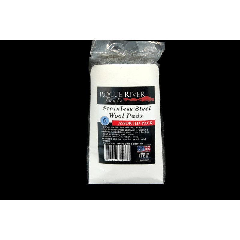 Stainless Steel Wool Pads, 6pc Assorted Pack (Fine, Medium, Coarse)