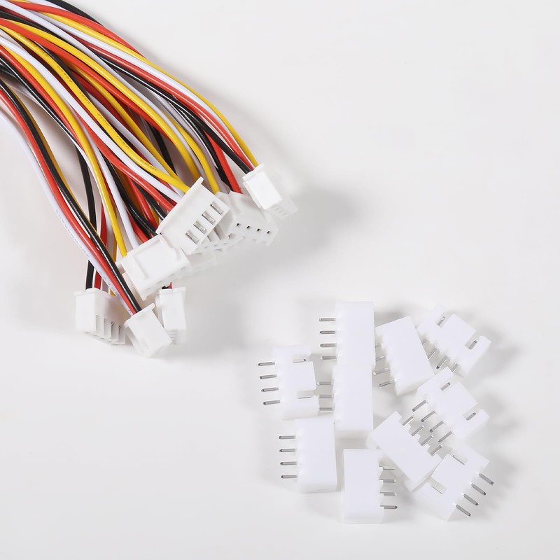 Alinan 20pcs JST-XH2.54mm 4 Pin Connector Kit, Included 10pcs Mini