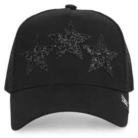 VINTAGE HAVANA Trucker Hats Women | Mesh Adjustable Snapback Hat | Men & Women Cute Trendy Fashion Baseball Cap One Size Black Glitter