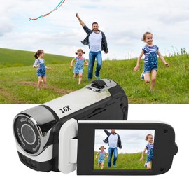Plyisty Kids Video Camera, 1080P 16MP Kids Camera Camcorder, 16X Digital Zoom Children Video Recorder Vlogging Camera, for Toddler, Girls, Boys (White)