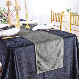 Elegant Event Essentials - Crushed Velvet Party Long Table Runner - For Spring Party, Wedding, Reception, Banquet, Home Dining Space Christmas Decoration (12” x 108”/30.48 x 274.32cm) - Grey