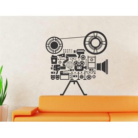Heaven Decors Retro Video Shooting Camera Black Wall Sticker Size(59 x 61) cm