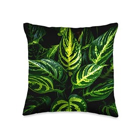 Dieffenbachia Art Decor Dieffenbachia Houseplant Lovers Plant Art Window Design Throw Pillow, 16x16, Multicolor