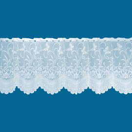 Butterfly Floral Trailing Leaf Pattern Cafe Net Curtains In White - Sold By The Metre (Drop: 45cm (18"))