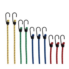 CROSS COUNTRY 7mm Bungee Cords with Hooks Set of 10 – Heavy Duty, 40-100 cm Elastic Straps, Weatherproof, Ideal for Securing Garden Furniture, Luggage, Tarps, Wheelie Bin Lids, Awnings