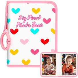 Baby Photo Book Holds 21 4x6 Photos, My First Photo Album for Baby or Toddler, "Love" Baby Photo Book Soft No Hard Edges, Cute Book Gift for Baby Shower Newborns Family Photos (Pink)
