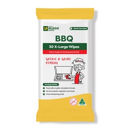 Great Aussie Wipes BBQ 30 Pack - Large Size Textured Sustainable Wet Wipes - Compostable and Plastic-Free Cleaning Wipes