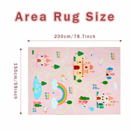 ABREEZE Kids Rug Play Mat Ultra Soft Rugs for Kids Room, 5'x6.6' Non Slip Castle Road Children Nursery Rug Carpet for Bedroom Decor Playroom Living Room