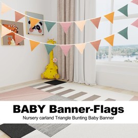 Pack of 2 Bunting Children's Room Bunting Fabric Bunting Garland 2.6 m Made of Muslin 100% Cotton Weatherproof Tear-Resistant Reusable Wall Decoration Gift Garland Nursery Decoration for Hanging