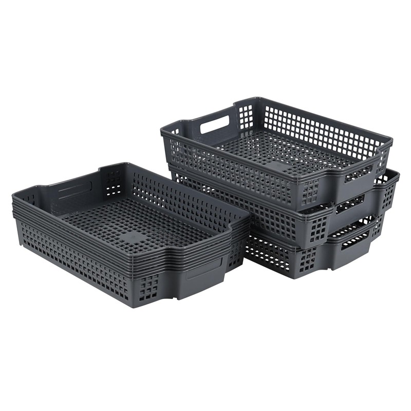Leendines 6 Packs Stackable Organizer Storage Basket Trays, Plastic Office