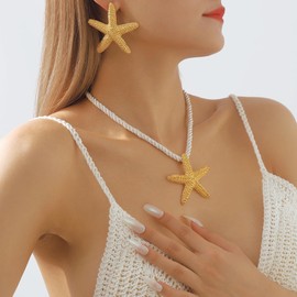Sora Tuki Gold Starfish Necklace Choker Beach Necklaces for Women Summer Jewelry Beach Jewelry Starfish Necklace for Women