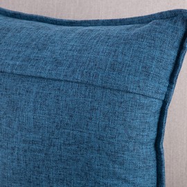 MADIZZ Set of 2 Linen Throw Pillow Covers 16x16 Inch Dark Blue Soft Decorative Cushion Cover for Sofa Bedroom Pillow Shell