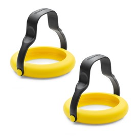 Dreamfarm Flegg 3-In-1 Flexible Silicone Egg Rings, Flippers, & Servers Safe on Non-Stick - Pack of 2, Yellow/Black