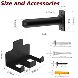 Rumoid Wall Mounted Weight Plate Holder, 4 Pack, with 1 Pack Barbell Hanger