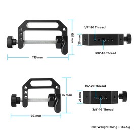 CAMVATE C Clamp with 1/4"-20 & 3/8"-16 Thread Hole for Photographic(Aluminum,Small+Large)