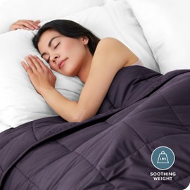 Bare Home Weighted Blanket Full or Queen Size 12lb (48" x 72") for Adults - All-Natural 100% Cotton - Premium Heavy Blanket Nontoxic Glass Beads (Eggplant, 48"x72")