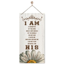 CLOGDN Daughter Gift Sign, Christian Gift for Daughter, Christmas Gift, Lovely Wall Decor Gift for Daughter, Inspirational Wall Decor, Hanging Wood Decor Signs, I am a daughter of The king