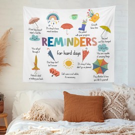 MNOSAIOO Mental Health Colorful Wall Tapestry Hanging for Classroom Kids, Reminders Tapestry, Inspirational Motivational Cute Tapestries Wall Decor for Bedroom Therapy Office School Counselor Home 60x50 in
