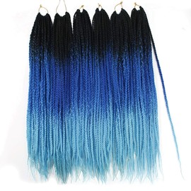 6 Packs Box Braids Crochet Hair Crochet Box Braids Pre-looped Synthetic Hair Crotchet Box Braids Hair 22 Inch (ombre blue, 22inch) …