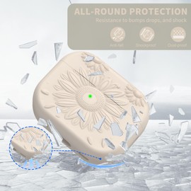 TUDIOW for AirPods Pro 2nd/1st Generation Case, Magnetic Lid Compatible with MagSafe, Flower Engraved Airpods Pro 2&1 Gen Soft Silicone Protective Cover with Cleaner Kit&Keychain&Lanyard (Off White)