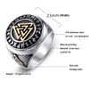 PikaLF Triple Valknut Ring With Rune Circle Symbol, Odin Symbol