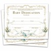 Baby Dedication Certificate, Gold Foil Greenery Certificates of Baby Christening