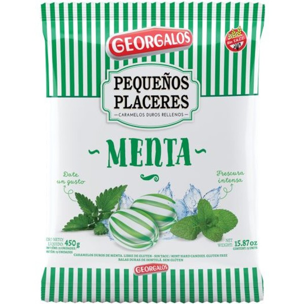 Georgalos Caramelos Georgalos Pequeños Placeres Menta Mint Filled Hard Candies, 450 g / 15.9 oz  bag