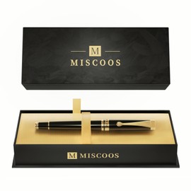 Luxury Rollerball Pens Smooth Writing Miscoos Nice Pens for Men & Women Gift Pen Set for Executive Office,Professional,Graduation Fancy Pens with 1 Black Ink Refills (Black2)