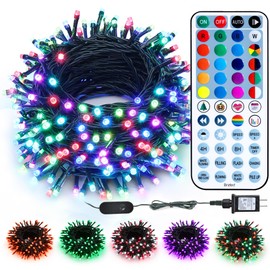 Brizled Christmas String Lights, 33ft 100 LED Color Changing Christmas Lights with Remote, RGB Christmas Tree Lights Dimmable Music Xmas Lights Plugin Mini Xmas Lights Outdoor for Christmas Party Home