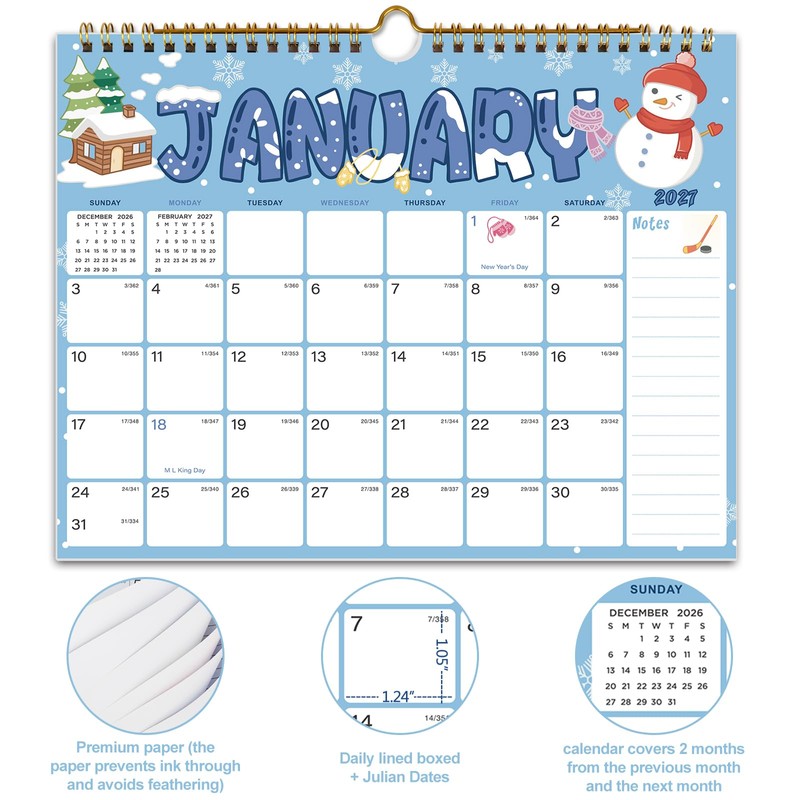 2027 Calendar - 18 Monthly Wall Calendar, July 2026 -