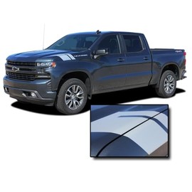 Original HASHMARK 1500 : Compatible with 2019-2025 Chevy Silverado Fender to Hood Stripes Double Bar Hash Mark Decals Vinyl Graphic Kit (Fits All Models) (13WP Hot Rod Red – Dry Install)