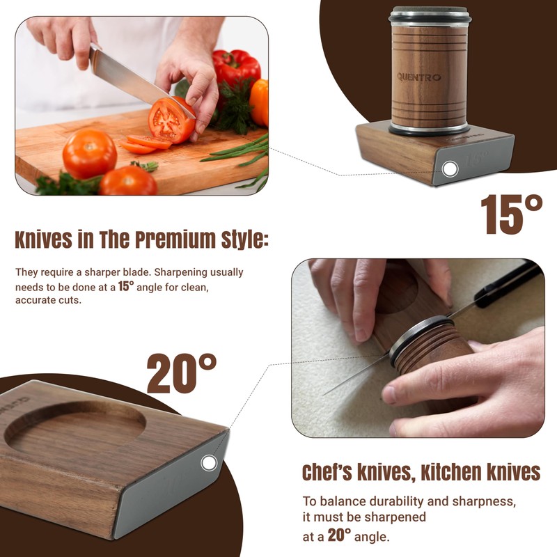 Rolling Knife Sharpener Kit – Premium Walnut Wood – 15°
