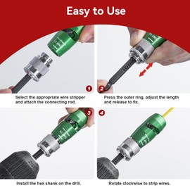 5Pcs Wire Stripper Twister Tool for Drill, 8 In 1 Professional Electrician Wire Nut Twister Stripping and Twisting Tool,Wire Stripping Tool Wire Twisting Connector for Cutters 6-14 AWG