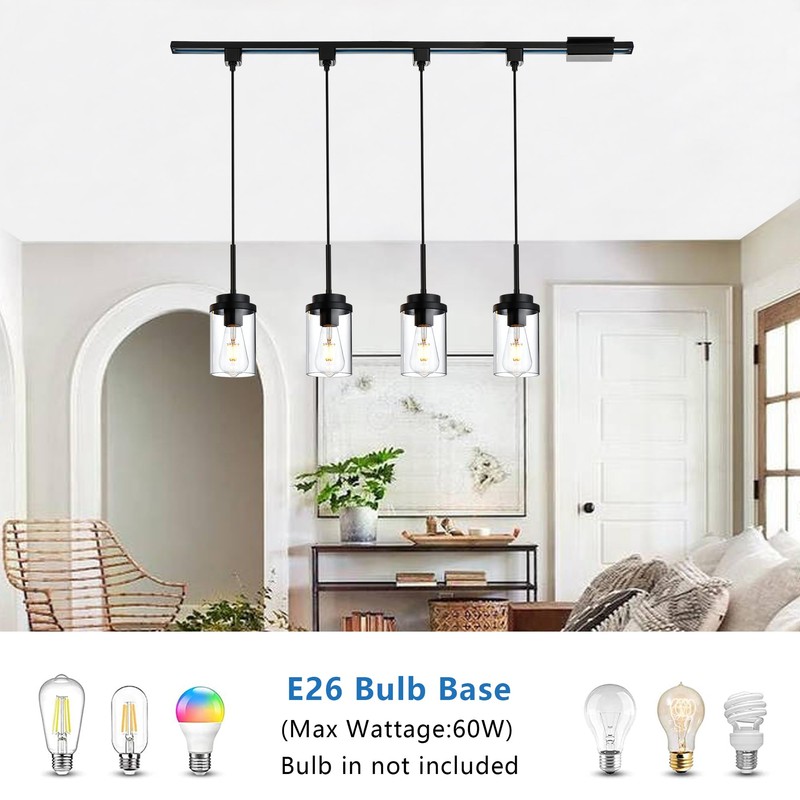 MELUCEE 4 Pack H-Type Track Lighting Pendants Black Ceiling Track