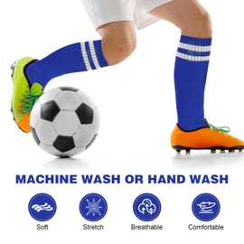 Zzxlw Boys Football Socks Kids Knee High Soccer Sports for Running Training & Matches – Elastic & Comfortable Athletic Team Socks 3 Pairs M 4-8 Years