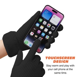 FOSDICK Winter Gloves for Women Ladies Touch Screen Gloves Black Thermal Gloves Warm Fleece Lined Gloves Women for Running Ski